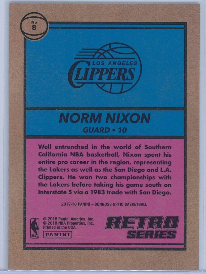 Norm Nixon Panini Donruss Optic Basketball 2017 18 Retro Series 2