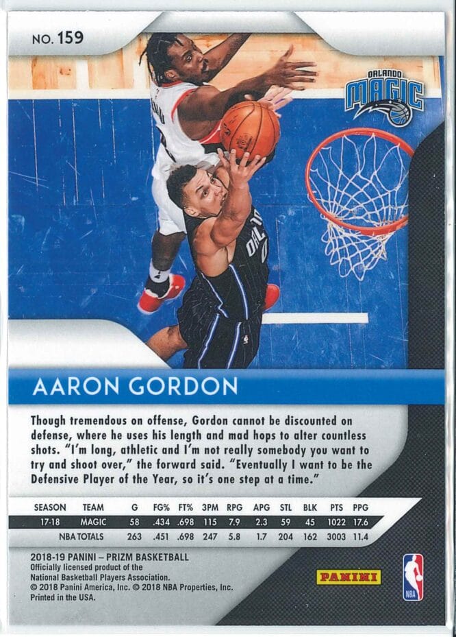Aaron Gordon Panini Prizm Basketball 2018 19 Base 159 2